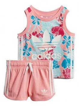 Image of Boys, adidas Originals Infant Girls Tank Short Set - Pink, Size 12-18 Months