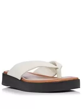 image of Dune London Longisland Leather Padded Flatform Sandal - Off White, Size 36, Women