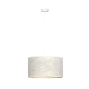 image of Broddi White Cylindrical Pendant Ceiling Light with White Fabric Shades, 1x E27