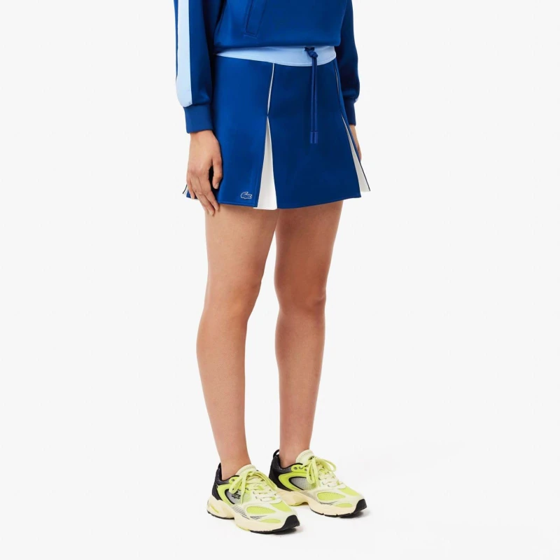 Image of Lacoste Adjustable Colour-Block Interlock Skirt Blue-White female 10