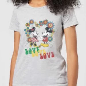Image of Disney Mickey Mouse Hippie Love Womens T-Shirt - Grey - 3XL