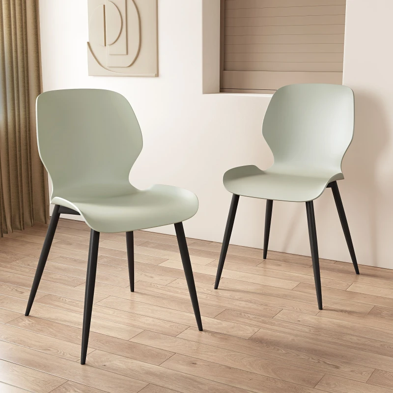 Image of Core Products Pair of Carnaby Contoured Plastic Kitchen Chairs with Black Metal Legs in Green Size: 2 Pack Green Unisex 2 Pack