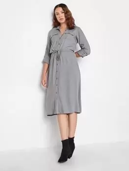 Image of Long Tall Sally Grey Utility Shirt Dress, Grey, Size 12, Women