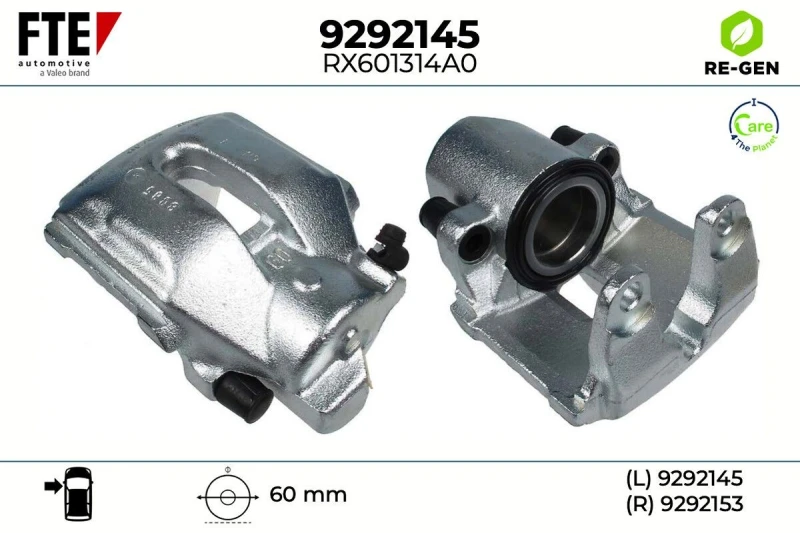 Image of FTE 9292145 Brake caliper Front Axle Left, without holder Cast Iron Brake Caliper (78)