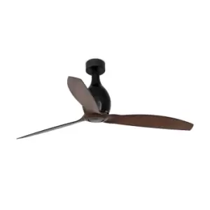 image of Mini-Eterfan Matt Black, Wood Ceiling Fan With DC Motor Smart - Remote Included