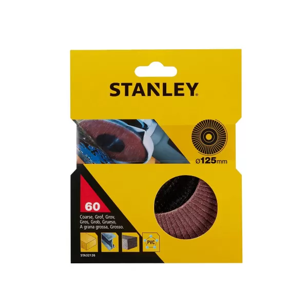 Image of STANLEY Aluminium Oxide 125mm Flap Wheel Disc - 60G (STA32126-XJ)