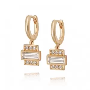 Image of Beloved White Topaz Baguette Drop 18ct Gold Plated Earrings JE09_GP