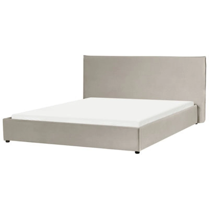 Image of Beliani Bed Velvet Lavaur 180 X 200 Cm (Eu Super King) Taupe