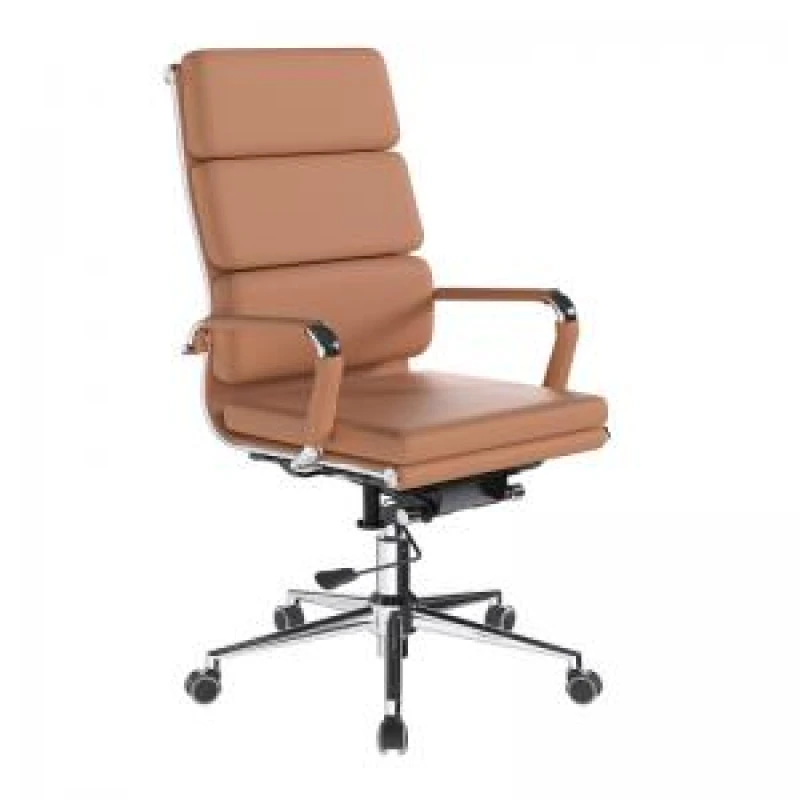 Image of Avanti Nautilus Designs Avanti High Back Bonded Leather Executive Office Chair With Individual Back Cushions and Fixed Arms Brown - BCL/6003/BW BCL/60