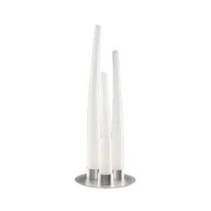 Image of Estalacta Table Lamp 3 Light GU10 Indoor/Outdoor IP44, Silver/Opal White