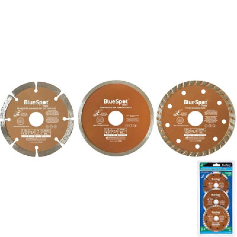Image of BlueSpot Tools Bluespot Turbo Diamond Angle Grinder Stone Concrete Cutting Disc 4.5" 2Pc 115mm