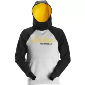 Image of Snickers - 28892804006 Grey Melange/Black Logo Hoodie Size Large
