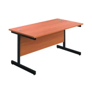 Image of Jemini Rectangular Single Upright Cantilever Desk 1200x800x730mm Beech/Black KF803928