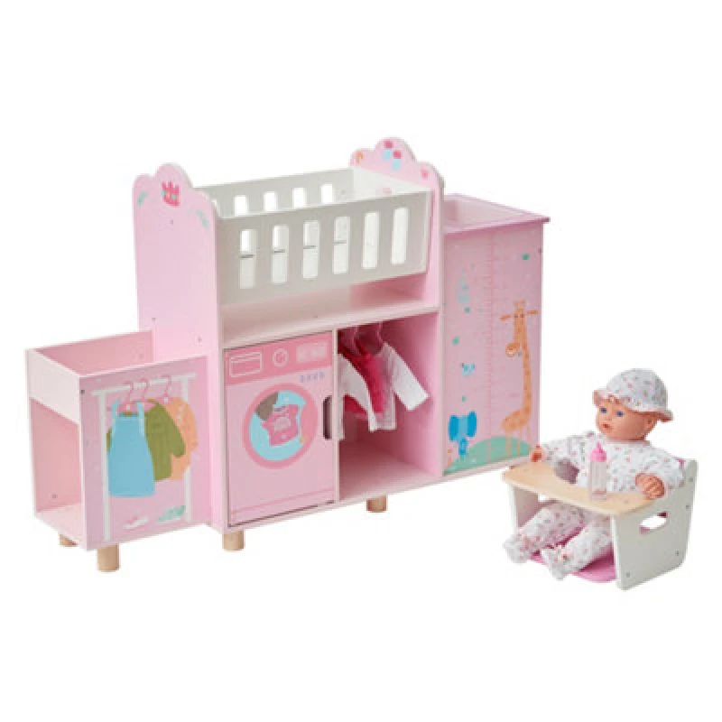Image of Teamson Kids 6-In-1 Doll Nursery Station With Cradle & Storage
