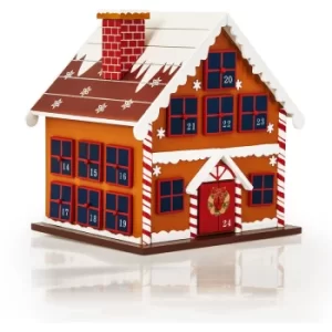 image of Advent Calendar Christmas Decoration Wooden Reusable Refillable Wood Xmas Countdown Advent Calendar Winter Cottage