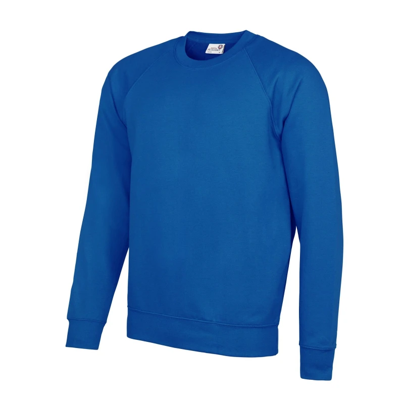 Image of AWDis AWDis Men Academy Crew Neck Raglan Sweatshirt in Blue Size: X-Small Blue XS Male 5054752809423