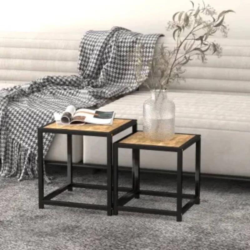 Image of VIDAXL Tea Tables 2 pcs mdf Black and Yellow Vidaxl 8720286462539