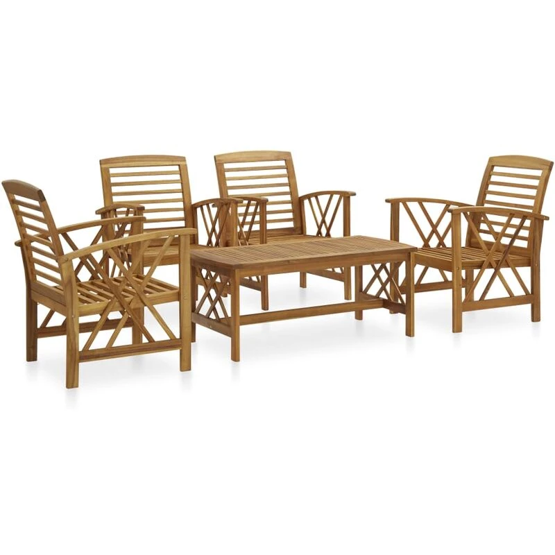 Image of VIDAXL 5 Piece Garden Lounge Set Solid Acacia Wood Vidaxl 8720286207659