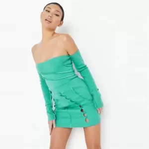 image of Missguided the Shoulder Exposed Seam Bodysuit - Green