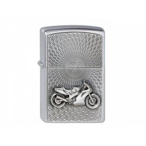 image of Zippo Unisex Adult Motor Bike Emblem Chrome Windproof Lighter