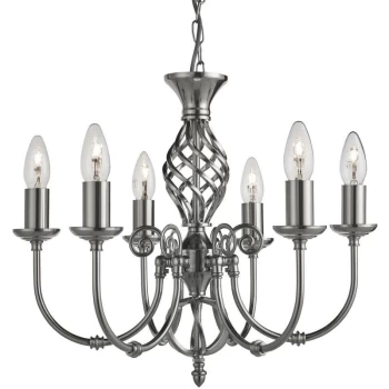 image of Searchlight Lighting - Searchlight Zanzibar - 6 Light Multi Arm Ceiling Pendant Satin Silver, E14