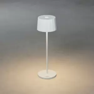 image of Konstsmide Positano Outdoor Effect Table Lamp USB 2700K, 3000K Dimmable Round White, IP54