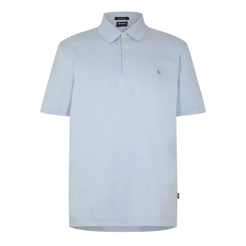 Image of Boss Cotton Polo Shirt - Blue Blue XL