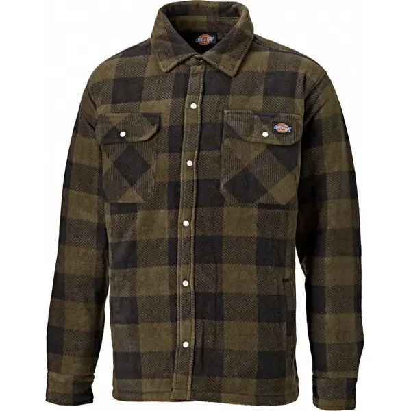 Image of Dickies Mens Portland Long Sleeve Polyester Polar Fleece Padded Shirt L - Chest 44-46', Collar 16-16.5' Khaki SH5000-KH-L