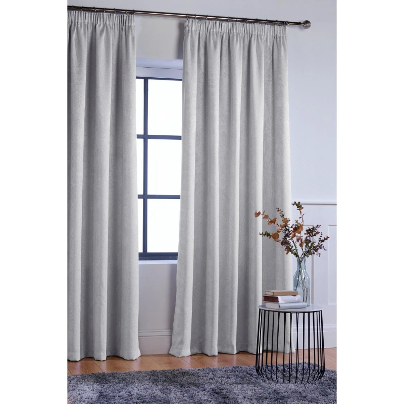 Image of Homelife Crinkle Woven Blackout Pencil Pleat Curtains Silver unisex 66x90