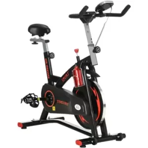 image of Stationary Exercise Bike with 10KG Flywheel and Phone Holder, Red - Red/Black - Homcom