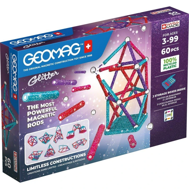 Image of Geomag Recycled Magnetic Glitter Panels - 60 Pieces Multi unisex