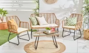 image of Four Piece Rattan-Effect Outdoor Furniture, Grey, Neo