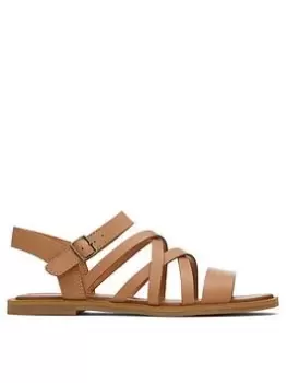 Image of TOMS Sephina Leather Sandals - Sandy Beige, Beige, Size 5, Women