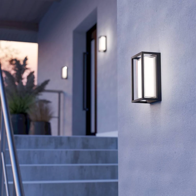 Image of Eglo GENOVESE Outdoor LED Wall Light, Microwave Sensor, CCT, IP65, Black Unisex