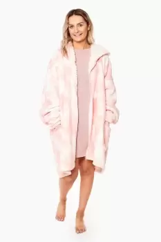 image of Zip Up Tie Dye Oversized Sherpa Fleece Hoodie Blanket