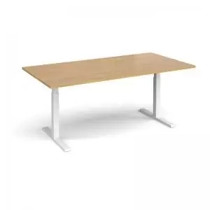 Image of Elev8 Touch boardroom table 2000mm x 1000mm - white frame and oak top