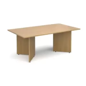 Image of Arrow head leg rectangular boardroom table 1800mm x 1000mm - oak