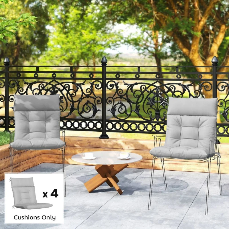 Image of OUTSUNNY Garden Chair Cushions Set of 4, Waterproof Seat Pads, Light Grey Light Grey Unisex