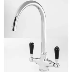 image of Reginox Chrome Twin Lever Kitchen Mixer Tap - Brooklyn