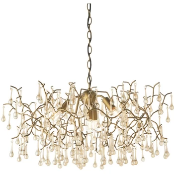 Image of Merano Lighting - Merano Rimini 4 Light Ceiling Pendant Aged Gold Paint & Champagne Lustre Glass