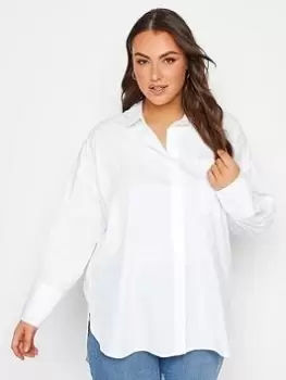 image of Yours Oversized Poplin Shirt White, Size 14, Women