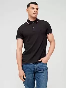 Image of Tommy Hilfiger 1985 Rwb Tipped Slim Fit Polo Shirt - Black Size M Men