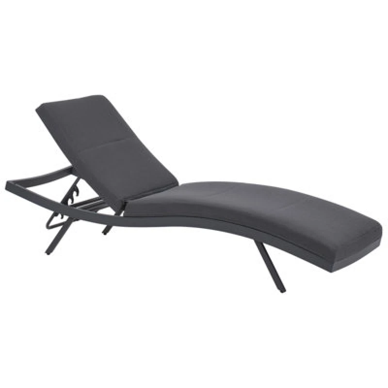 Image of Beliani Sun Lounger With Cushion Amelia Reclining Metal Dark Grey