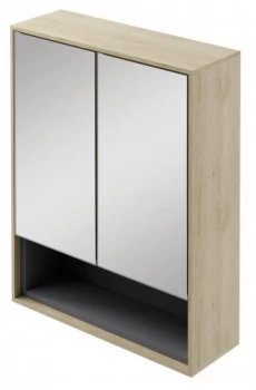 Image of Wickes Eli Oak Wall Hung Mirror Storage Unit - 600 mm