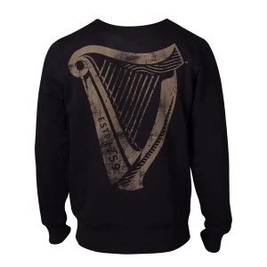 image of Guinness - Distressed Harp Logo Mens Large Sweatshirt - Black