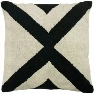Image of The Linen Yard Altai Woven Jacquard 100% Cotton Cushion Cover, Black/White, 50 x 50 Cm