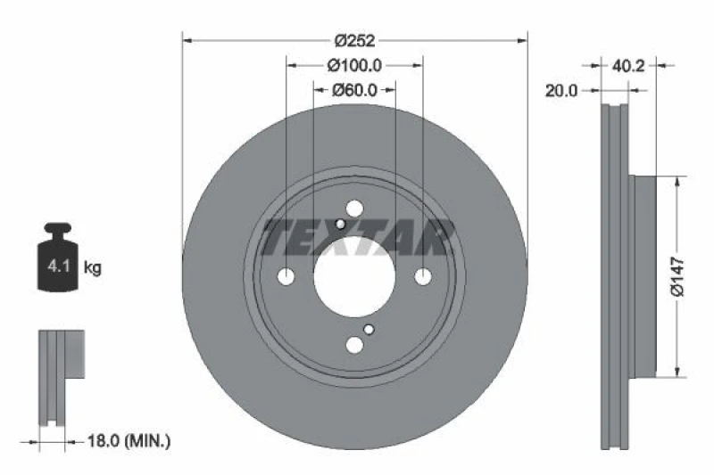 Image of Brake disc TEXTAR 92303703
