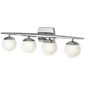 Image of IP44 4Wall Light Satin Etched Cased Opal Globes Polished Chrome LED G9 3.5W