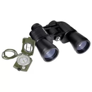 image of PRAKTICA Falcon 10x50mm Field Binoculars Black+ Military Waterproof Compass