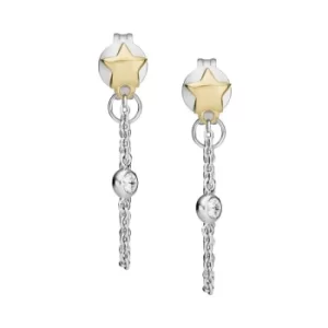 image of Fossil Elliott Diamonds By The Yard Stars Two-Tone Sterling Silver Front to Back Earrings